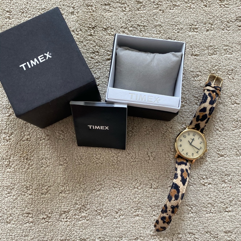 RARE* Leopard Print Gold Hardware Timex Watch
